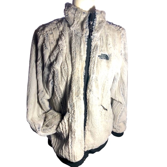 The North Face size  faux fur jacket/ grayish silver color~women’s sz L - Picture 7 of 11
